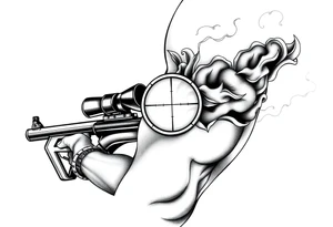 2d sniper scope crosshairs with smoke in background tattoo idea