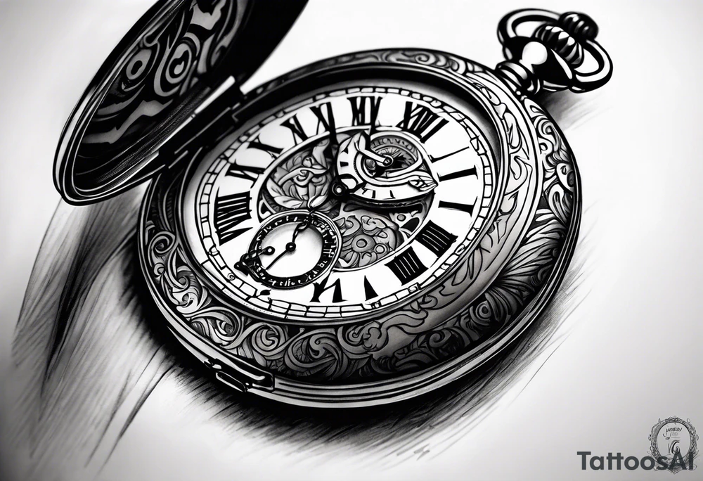 Pocket watch at 9:45 tattoo idea