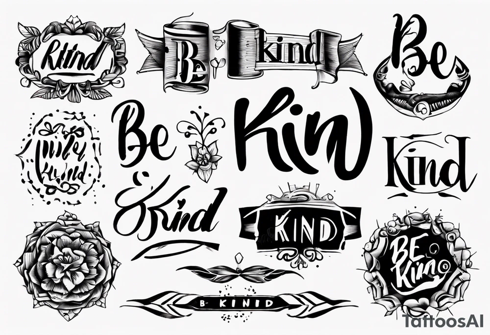 Straight line lettering that says Be Kind…..of a Bitch tattoo idea
