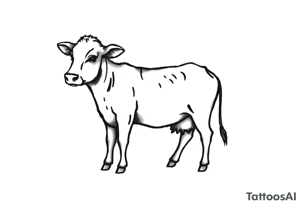 small black and white cow tattoo idea