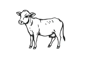 small black and white cow tattoo idea