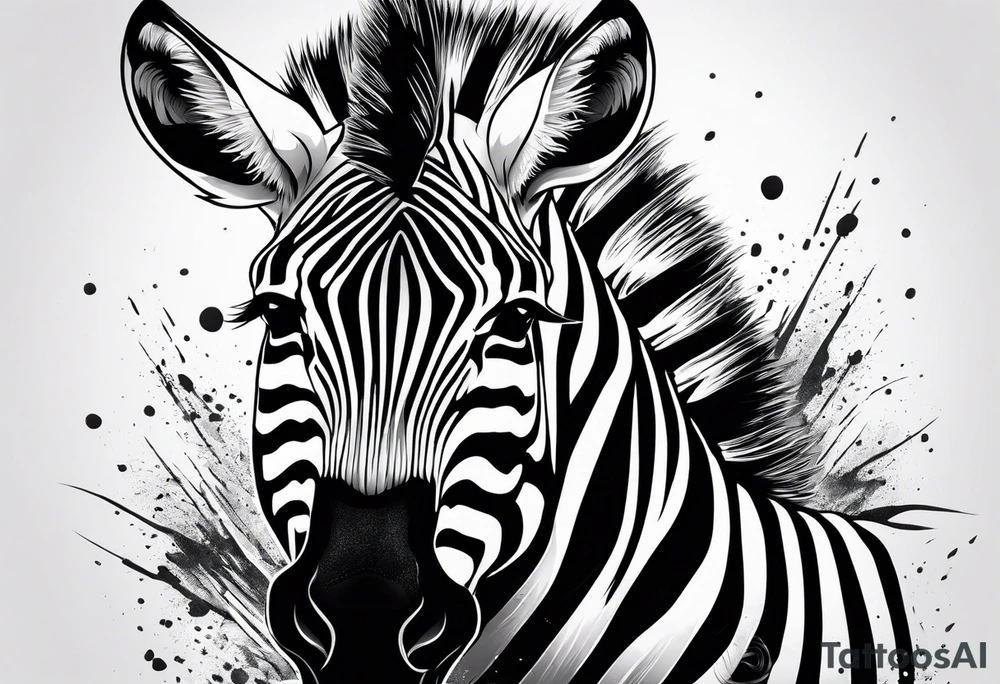 Aggressive zebra angry and in attack mode tattoo idea