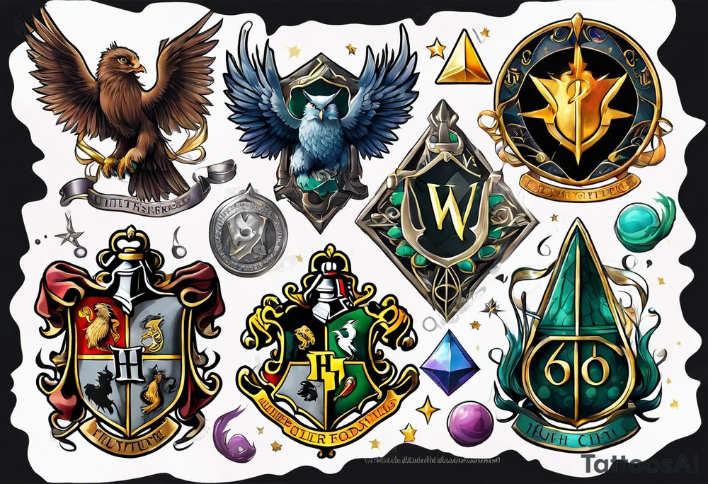 Harry Potter symbols around the elder want tattoo idea
