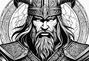 thor norse god of thunder with norse letter tattoo idea