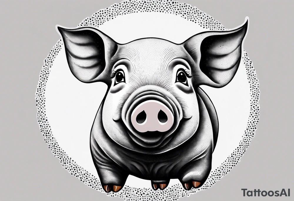 minimalist tattoo of a cute pig or piglet that contains text: "friends. not food" tattoo idea