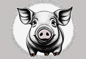 minimalist tattoo of a cute pig or piglet that contains text: "friends. not food" tattoo idea