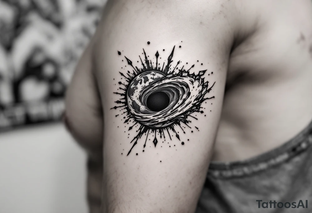 2 different worlds on each side of a black hole. tattoo idea