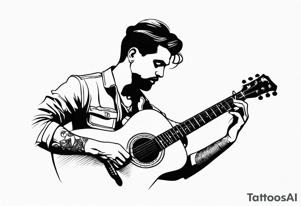 man playing guitar tattoo idea