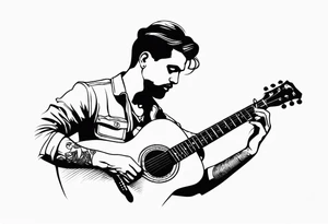 man playing guitar tattoo idea