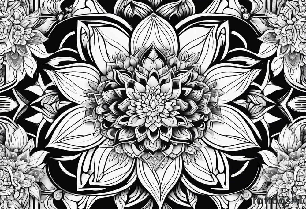 Hippy Buddhist feminine floral tattoo idea