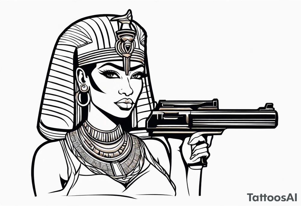 Egyptian goddess with a gun tattoo idea
