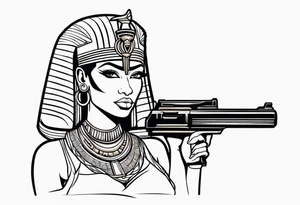 Egyptian goddess with a gun tattoo idea