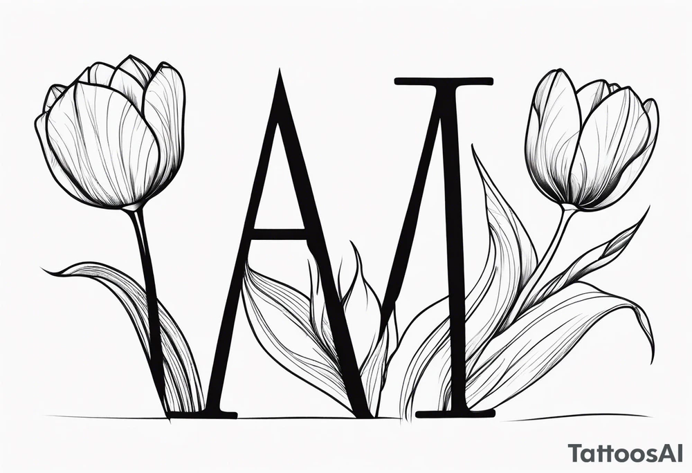 all the letters of the alphabet in one line with three tulips tattoo idea