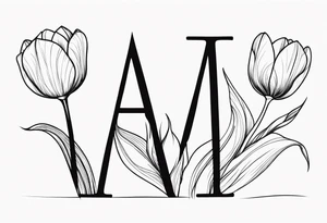 all the letters of the alphabet in one line with three tulips tattoo idea