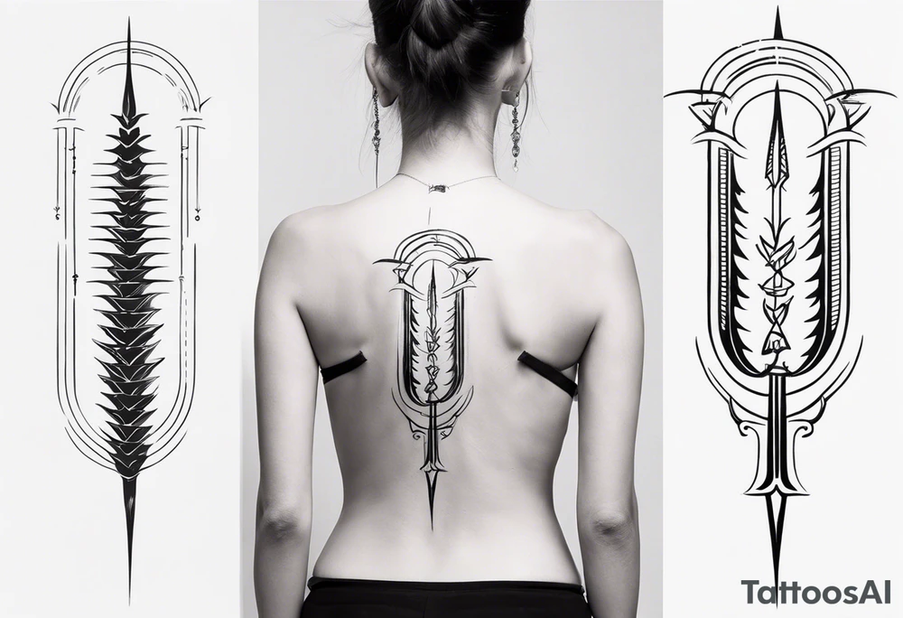 spine tattoo with a halo and emg tattoo idea
