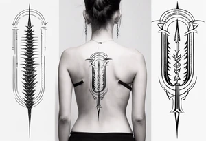 spine tattoo with a halo and emg tattoo idea