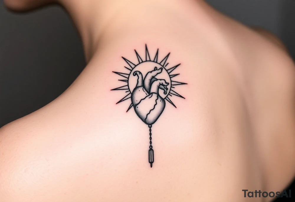 human heart chained up within the sublime sun tattoo idea
