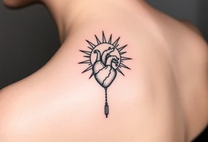 human heart chained up within the sublime sun tattoo idea