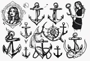 Woman holding onto an anchor tattoo idea