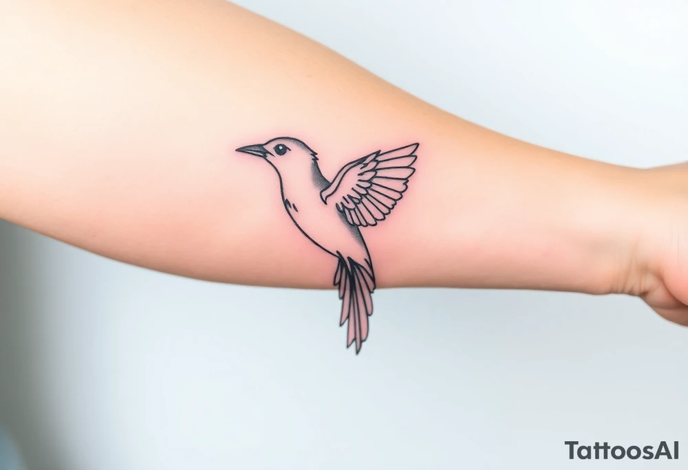 Feminine bird tattoo idea