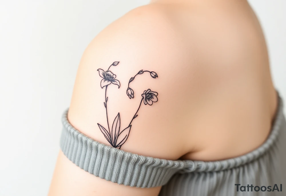 wrist tattoo with marigold, lily of the valley, and chrysanthemum tattoo idea