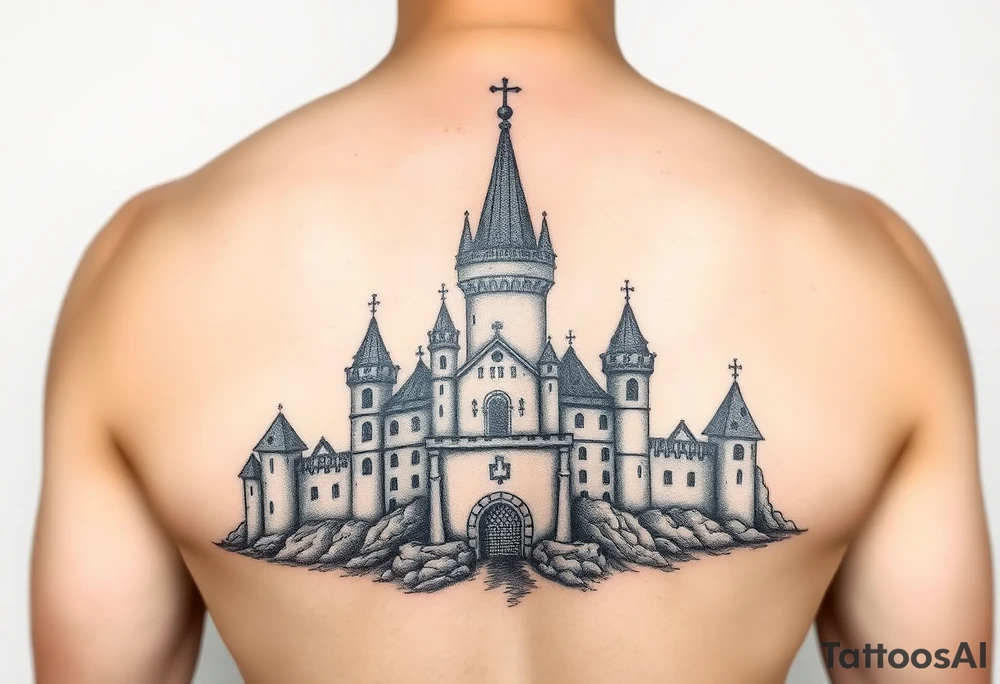 Germanic castle tattoo idea