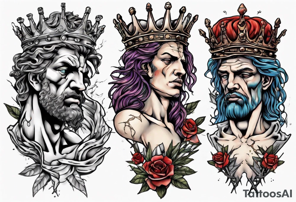 Bust of David with crown of thorns tattoo idea