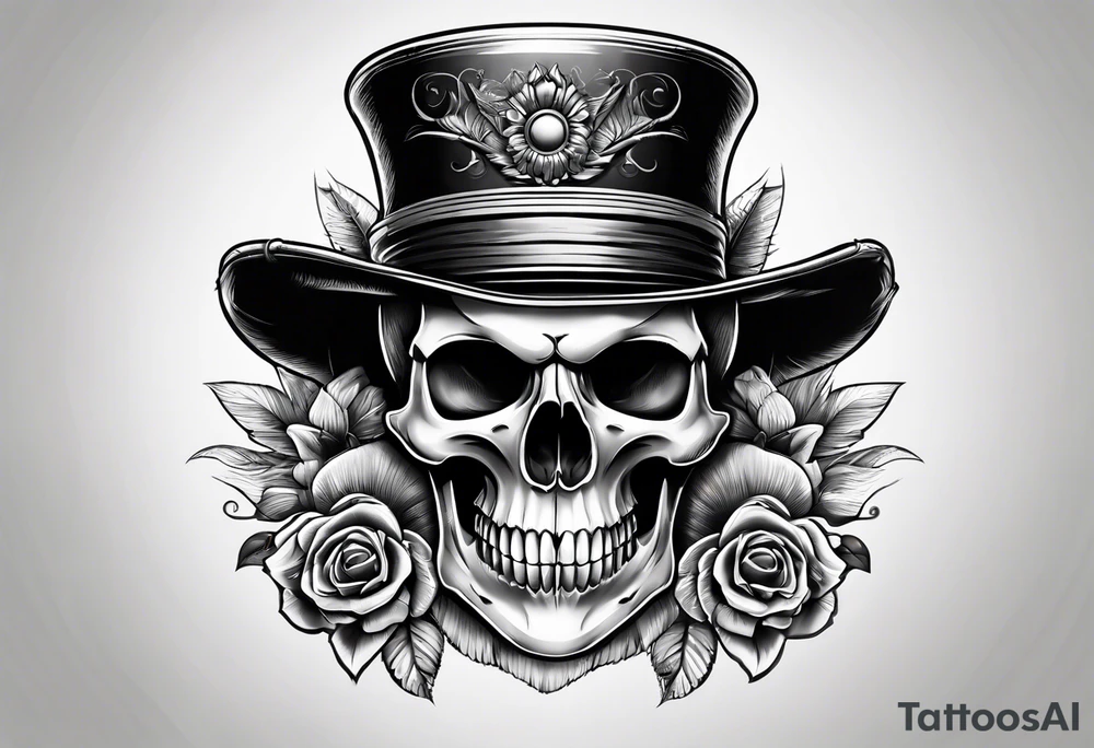 Skull with hat tattoo idea
