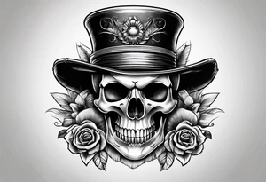 Skull with hat tattoo idea