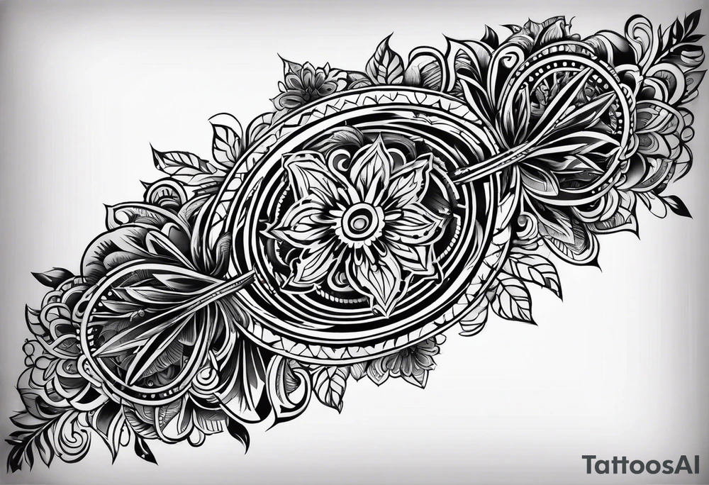 men's armband tattoo with a lot of black color and slavic ornaments tattoo idea