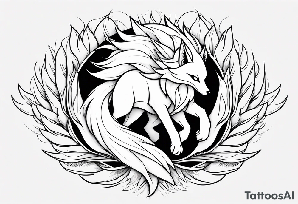 Ninetails facing forward, minimalistic design tattoo idea