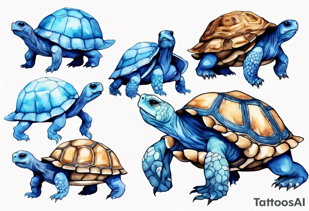 a furry blue creature with the shell of a tortoise tattoo idea
