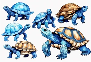 a furry blue creature with the shell of a tortoise tattoo idea