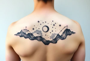 Night sky with a constellations, stars and moon tattoo idea