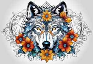 Wolf céleste, flower tattoo idea