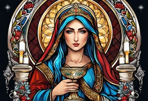 Female saint holding a chalice tattoo idea
