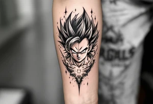 legendary dragonball z with energy aura and power effects tattoo idea