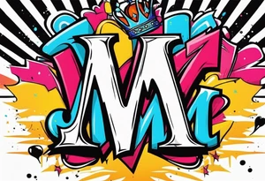 The letters M T R graffiti with a crown on the T tattoo idea