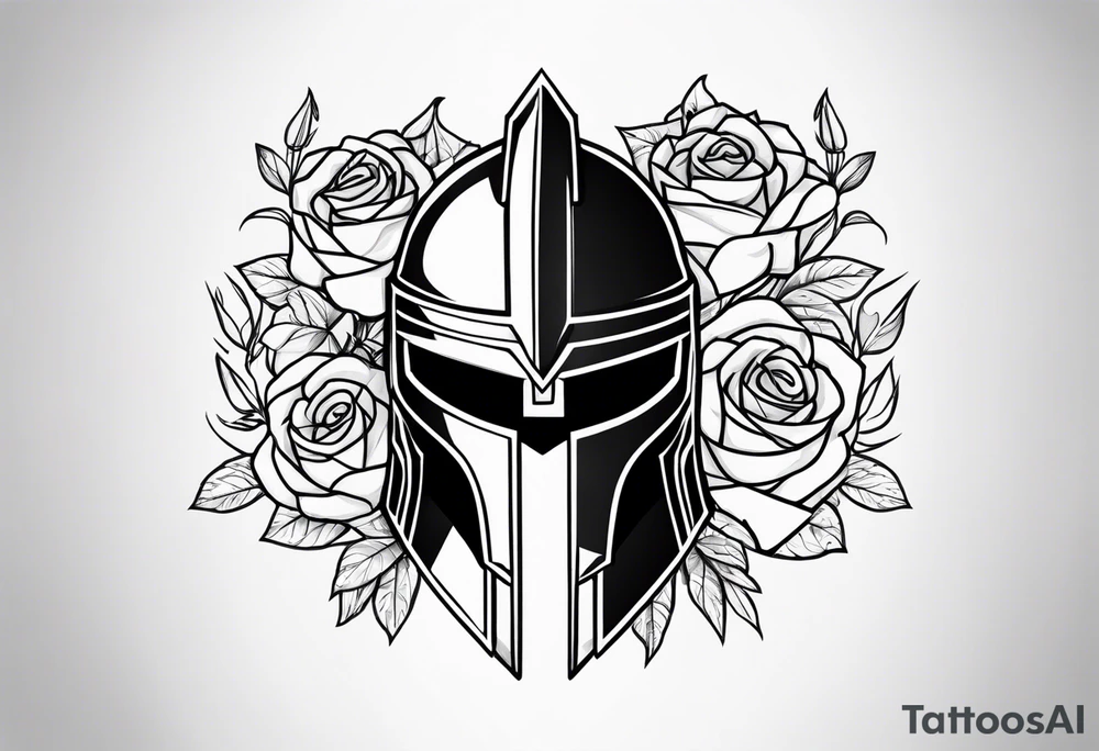 spartan helmet with roses tattoo idea