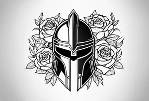 spartan helmet with roses tattoo idea