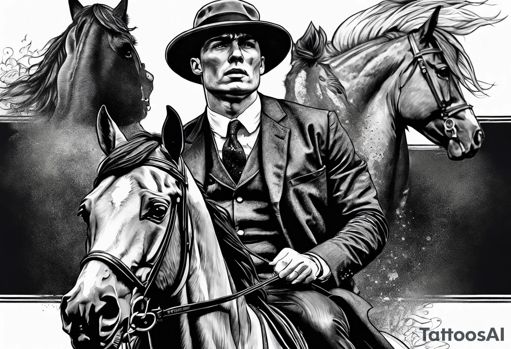 Badass Tommy Shelby riding horse tattoo idea