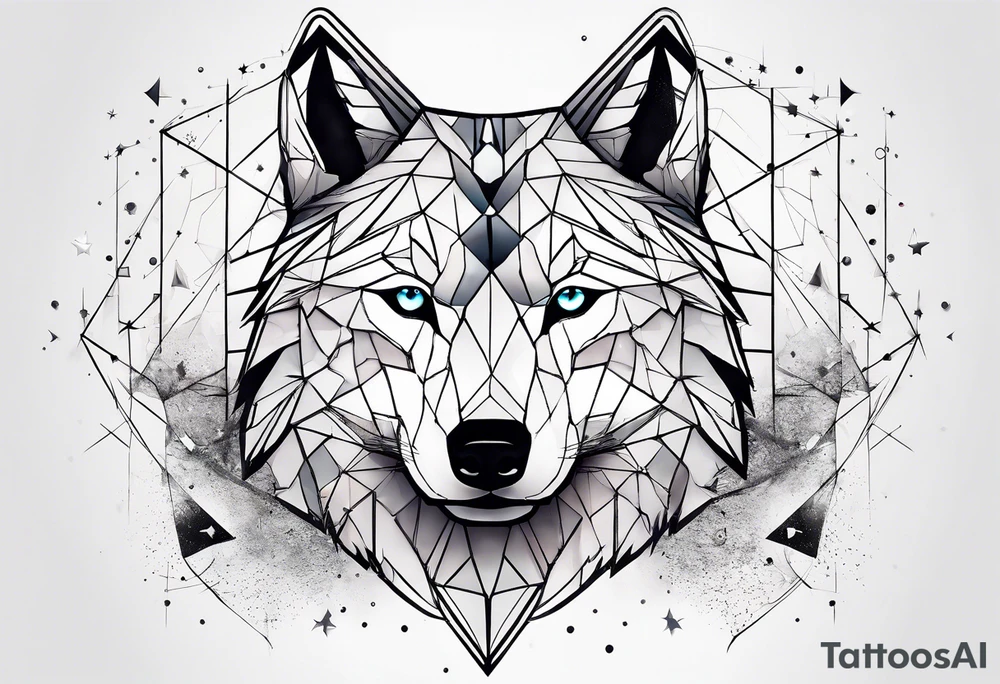 Constellation, two animal wolf, géométric tattoo idea