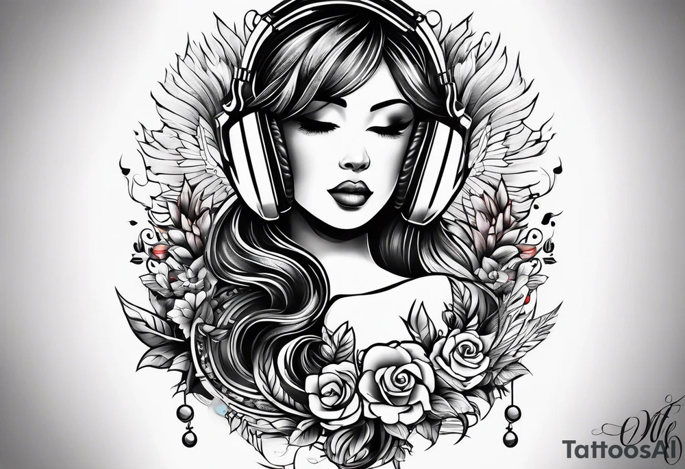 Tattoo full left arm music and medicine tattoo idea