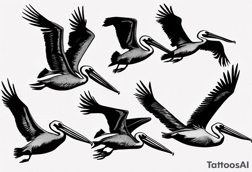 Pelican silhouette series in flight tattoo idea