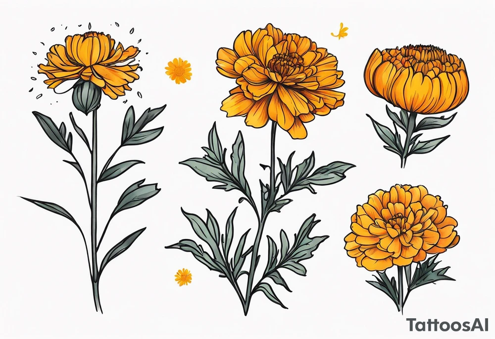 A stemless marigold tattoo idea