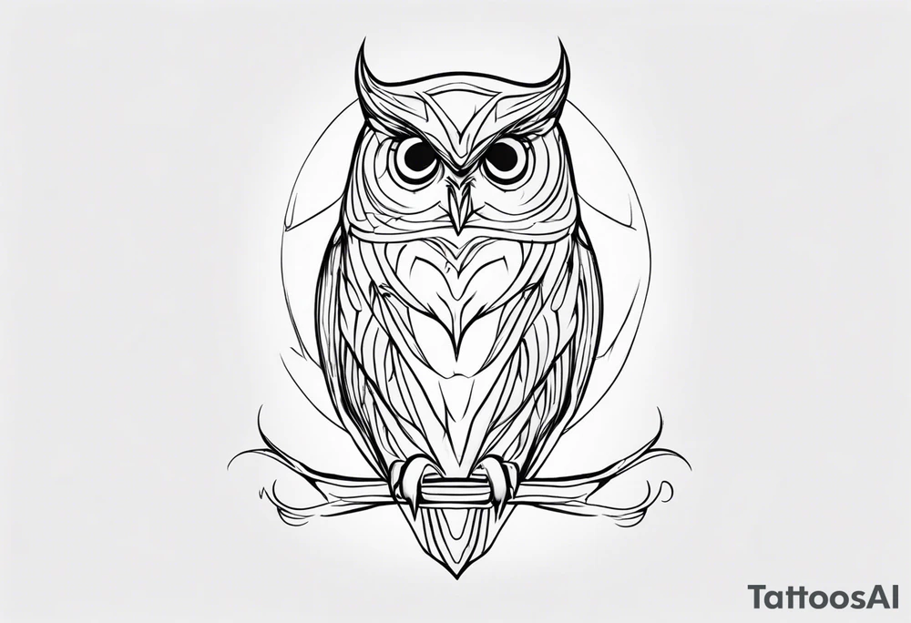 one line tattoo of a owl tattoo idea