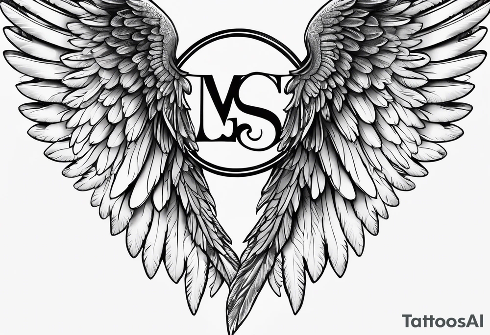 Angel Wings with the word Glenn in between tattoo idea
