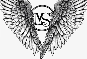 Angel Wings with the word Glenn in between tattoo idea