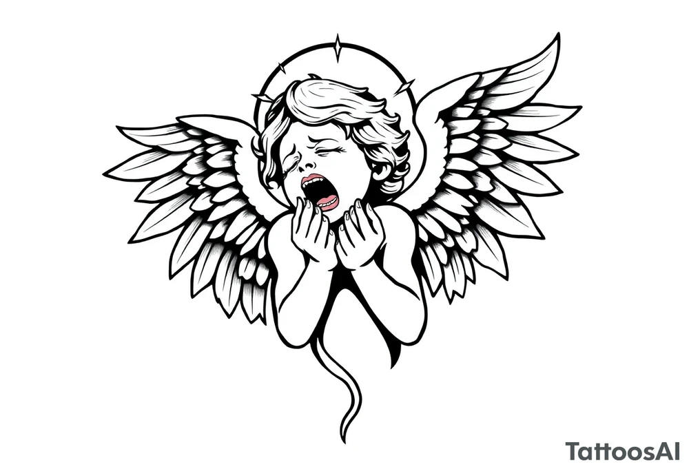 odd crying angel tattoo idea