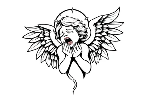 odd crying angel tattoo idea